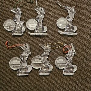Vintage 1992 Energizer Santa Bunny Collectible Christmas Ornament Set Of 6‎